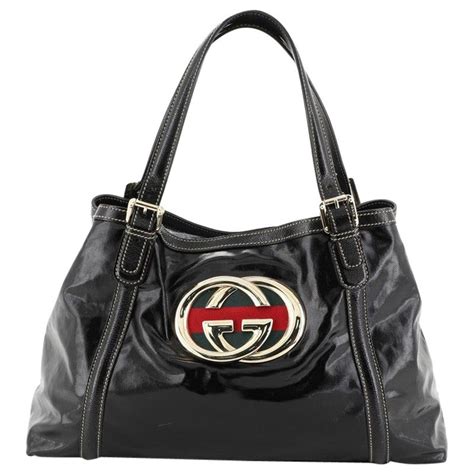 Gucci Britt Web Tote Dialux Coated Canvas Medium 